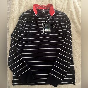 FootJoy Men's Navy and White Striped golf Shirt w/The Country Club logo (MA)